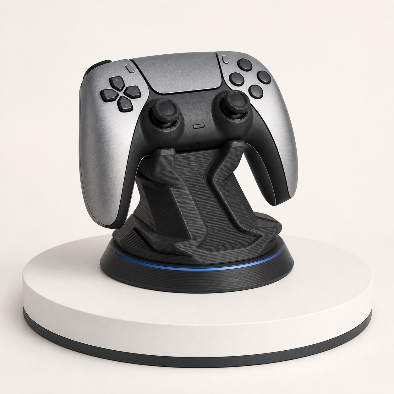 Suporte para controle, produto impresso em 3D sobre base de exposição